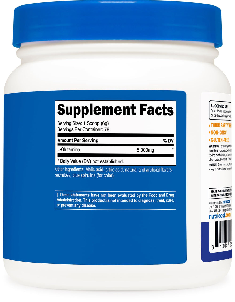 Nutricost facility certification seal emphasizing quality and safety.