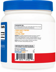 Nutricost L-Glutamine Fruit Punch label highlights quality certifications.