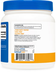 Nutricost L-Glutamine Peach Mango NSF certified badge signals quality assurance.