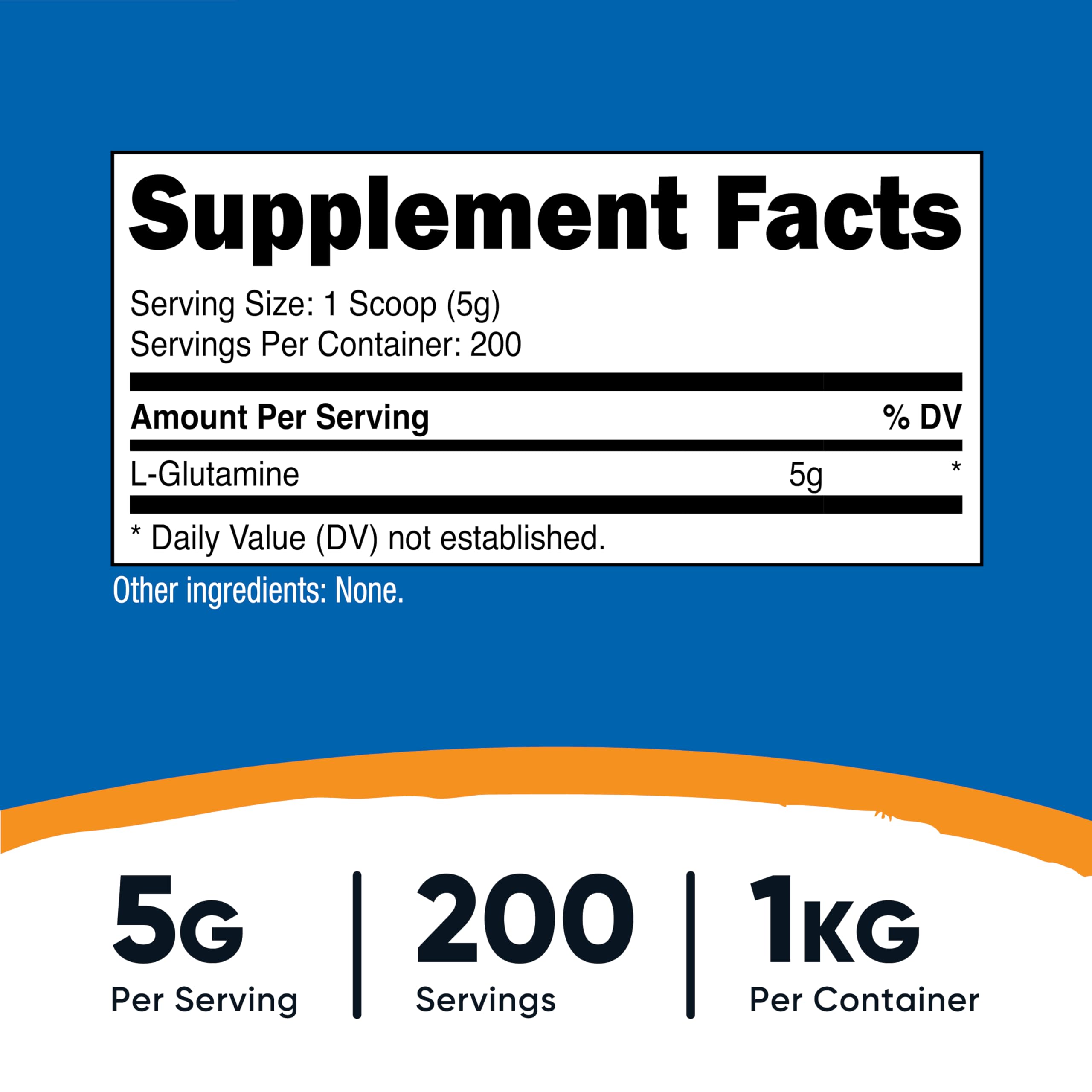 Nutricost L-Glutamine powder 1kg packaging emphasizing value and purity for sustained use.