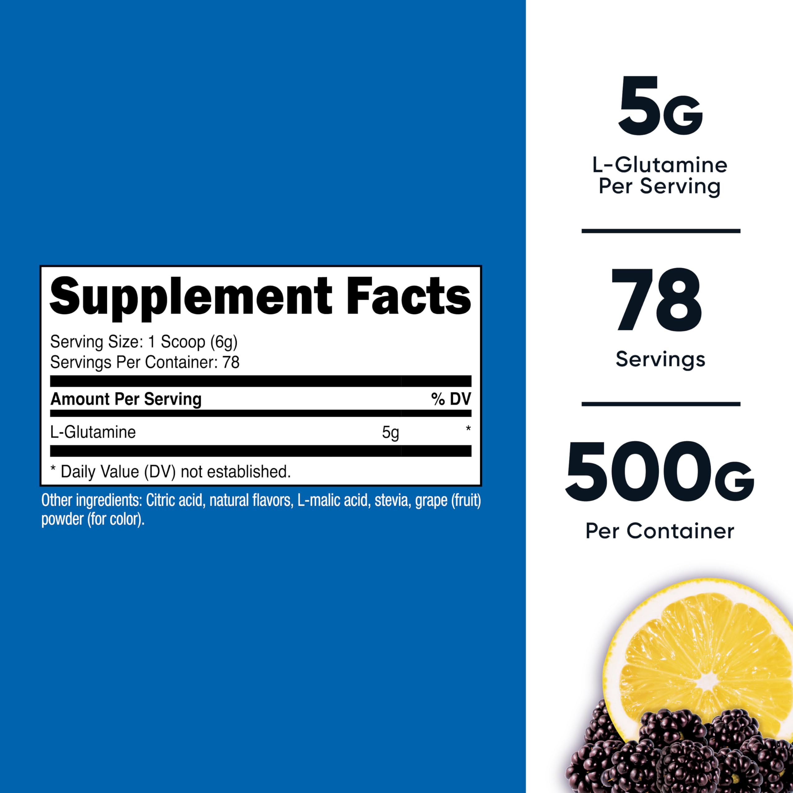 Nutricost L-Glutamine powder scoop for precise 5 g servings