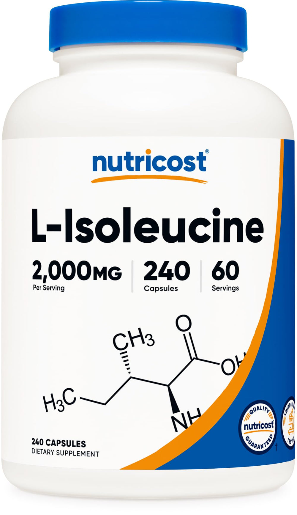 Nutricost L-Isoleucine bottle front for daily workout support