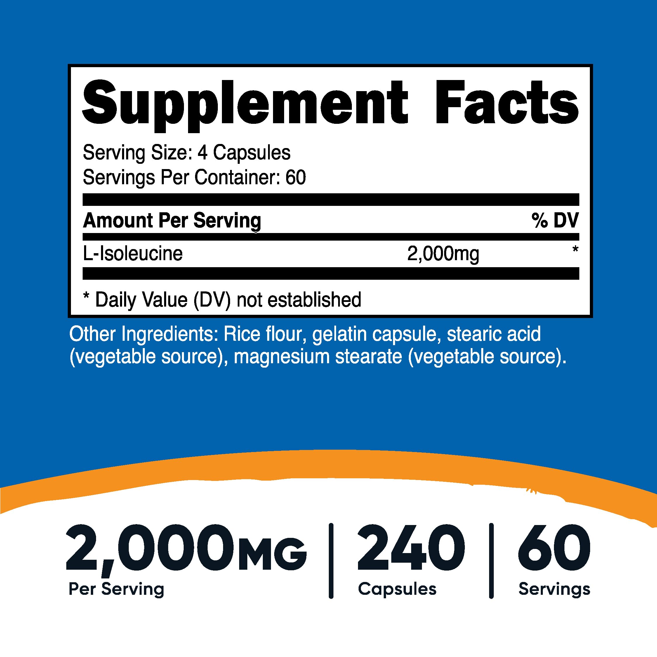 Nutricost L-Isoleucine capsules close-up showing capsule form