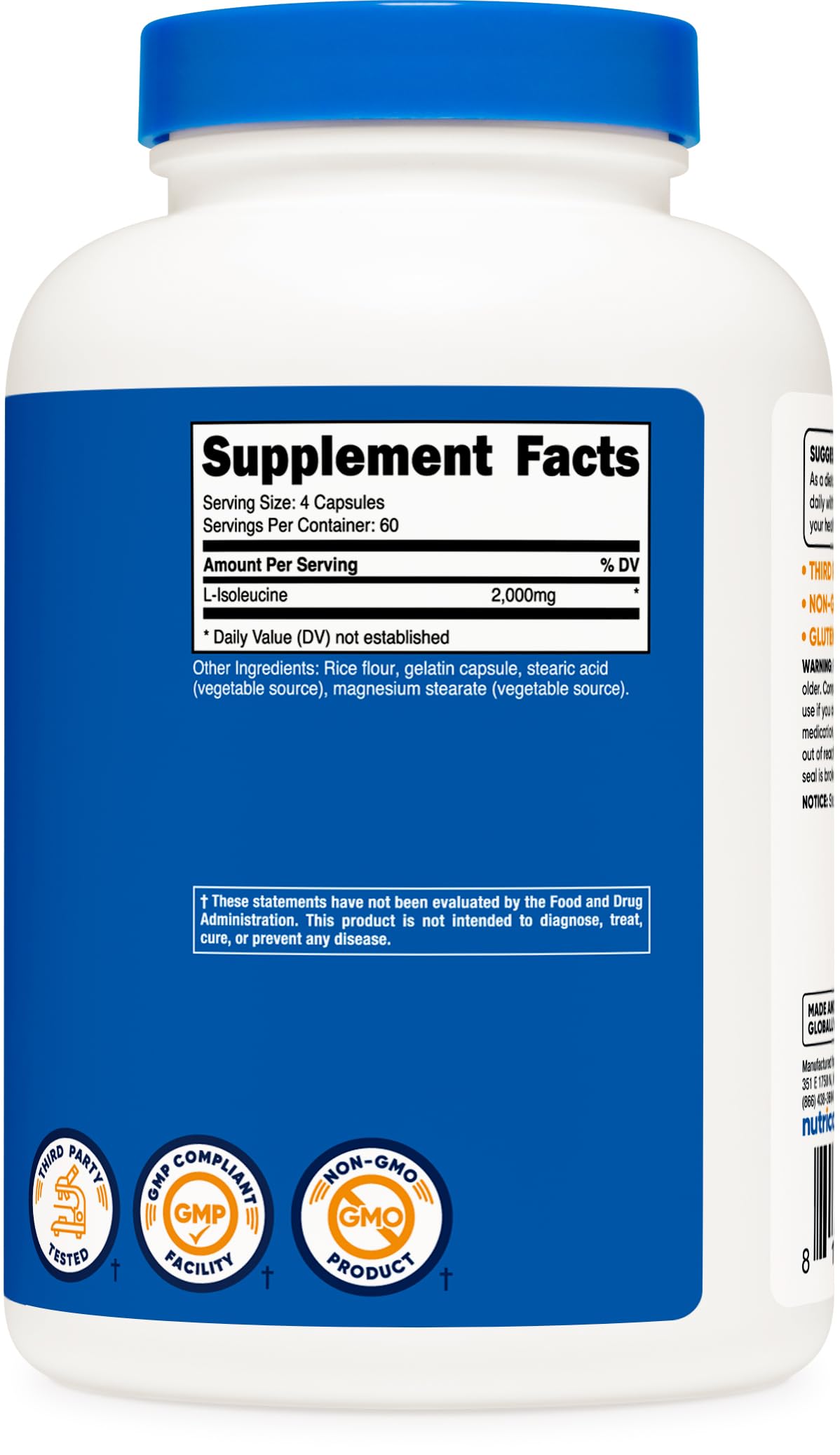 Nutricost L-Isoleucine GMP seal indicating quality manufacturing