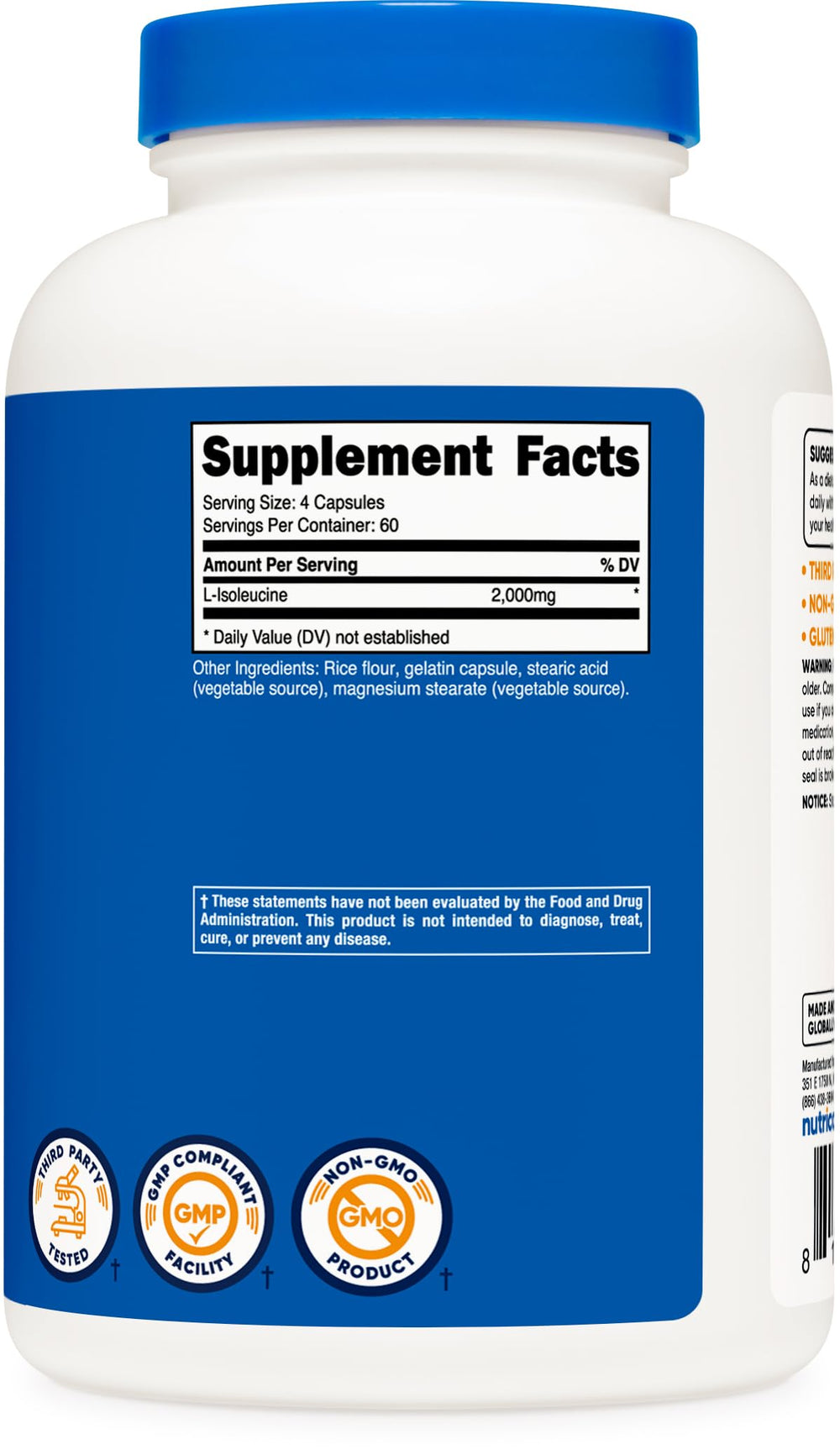 Nutricost L-Isoleucine GMP seal indicating quality manufacturing