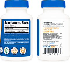 Back of Nutricost L-Methylfolate bottle with manufacturing details.