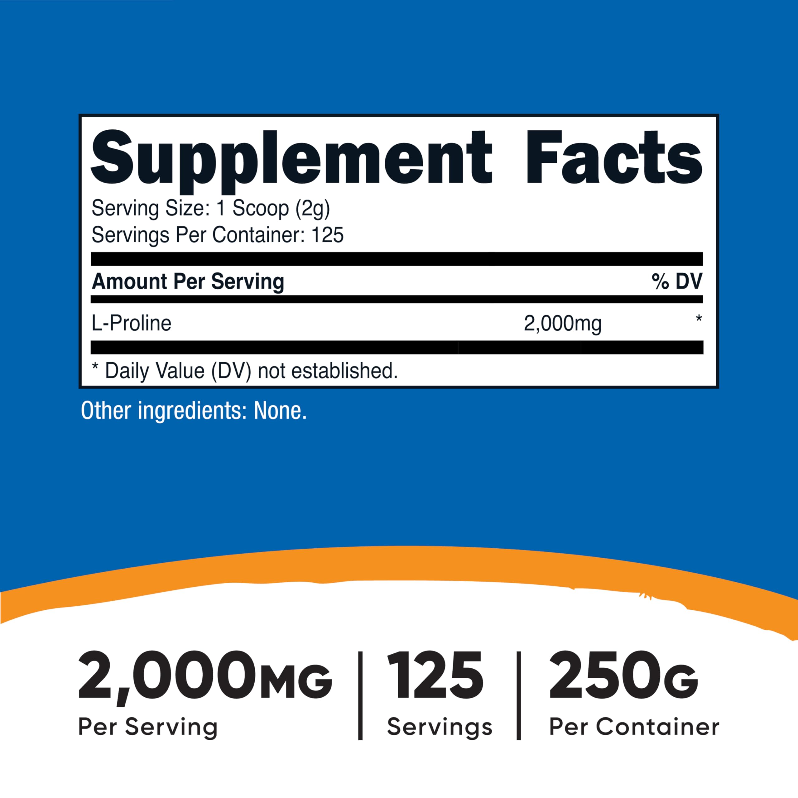 Nutricost L-Proline powder scoop close-up for easy measuring