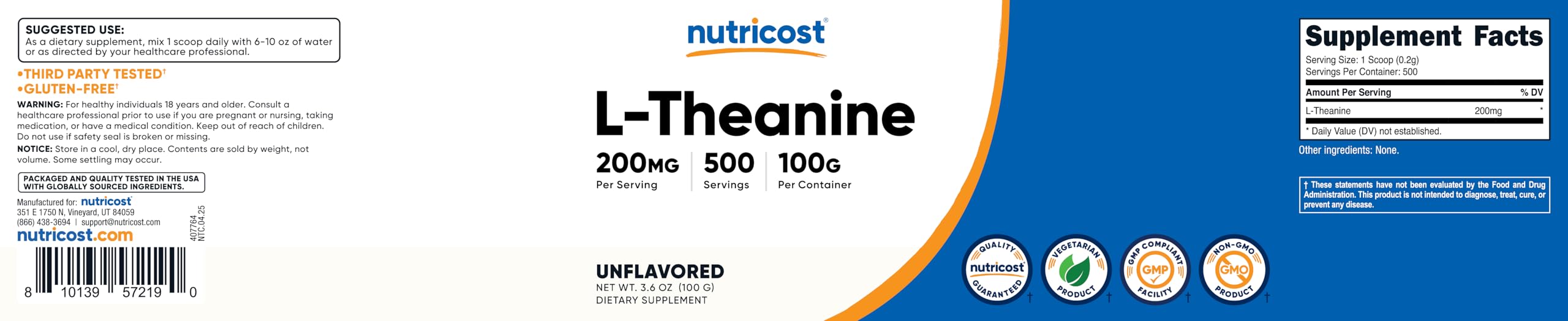 Pouring Nutricost L-Theanine into a beverage for daily use
