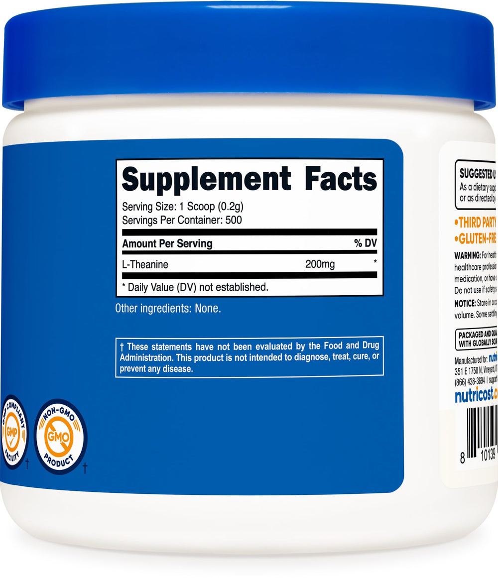 Bottle shown with NSF-certified GMP-compliant FDA-registered facility context