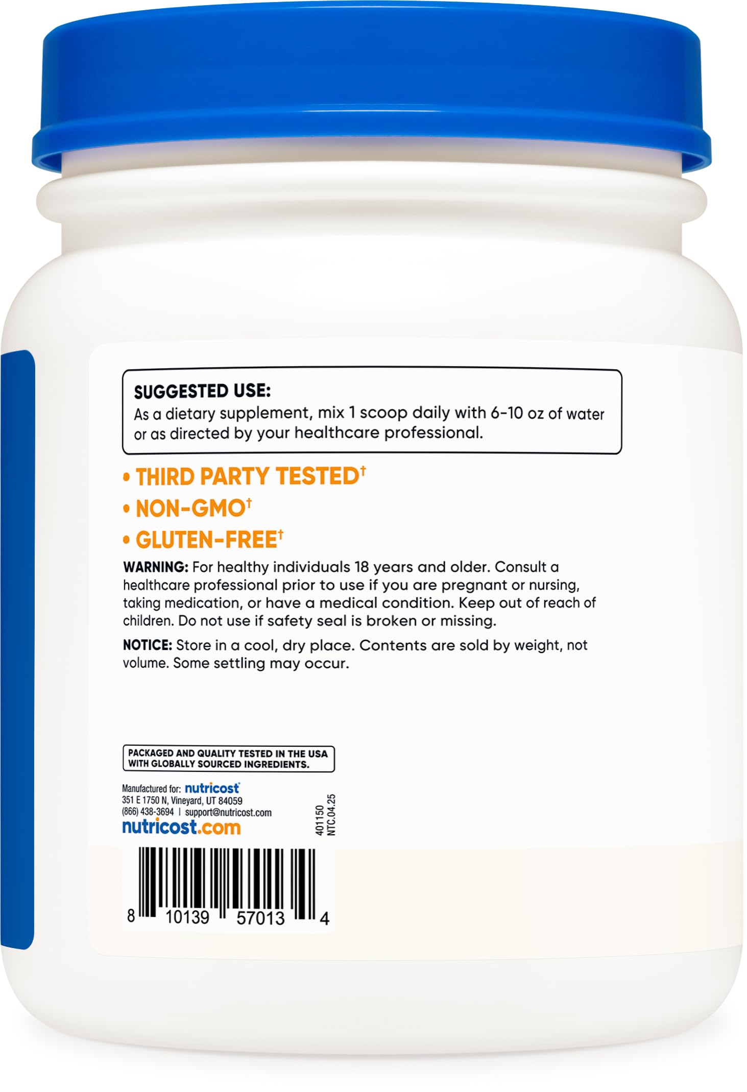 Nutricost L-Tyrosine powder GMP facility image, emphasizes quality manufacturing standards.