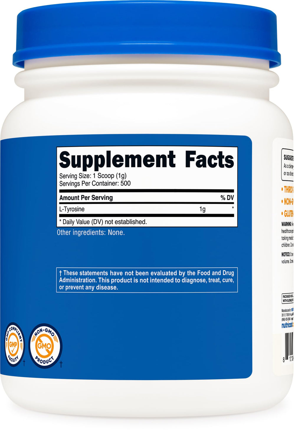 Nutricost L-Tyrosine powder packaging, ready for shelf display and quick purchase.