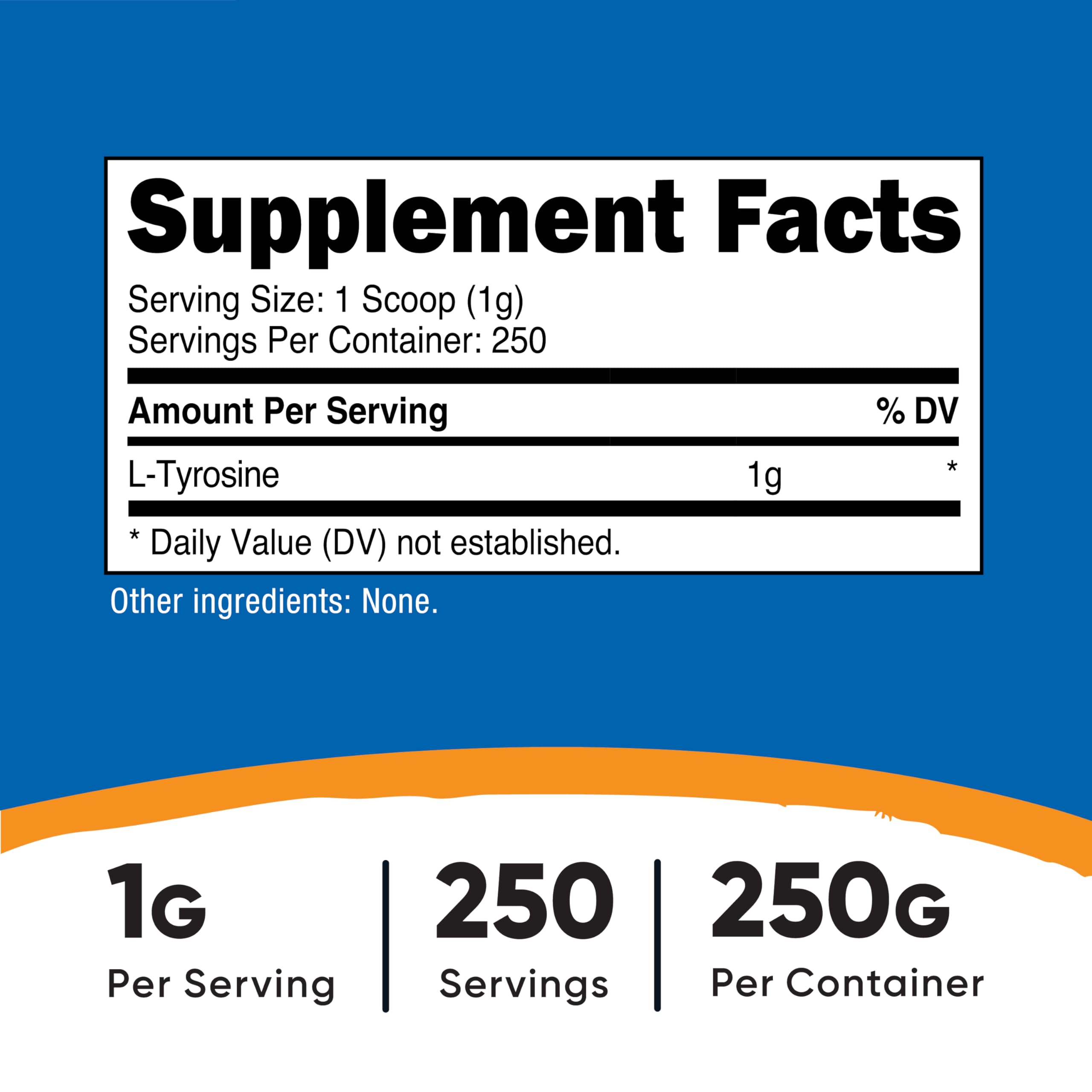Pouring Nutricost L-Tyrosine powder shows easy dosing for workouts and study.
