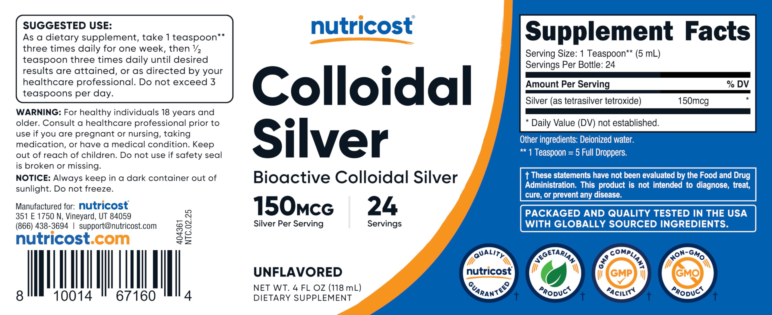 Nutricost label closeup shows dosing and safety details at a glance