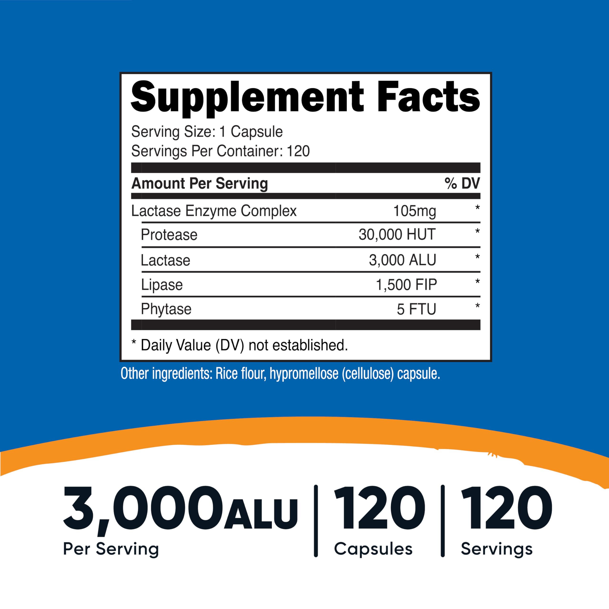 Close-up of Nutricost lactase enzyme capsule for easy-to-swallow daily use.