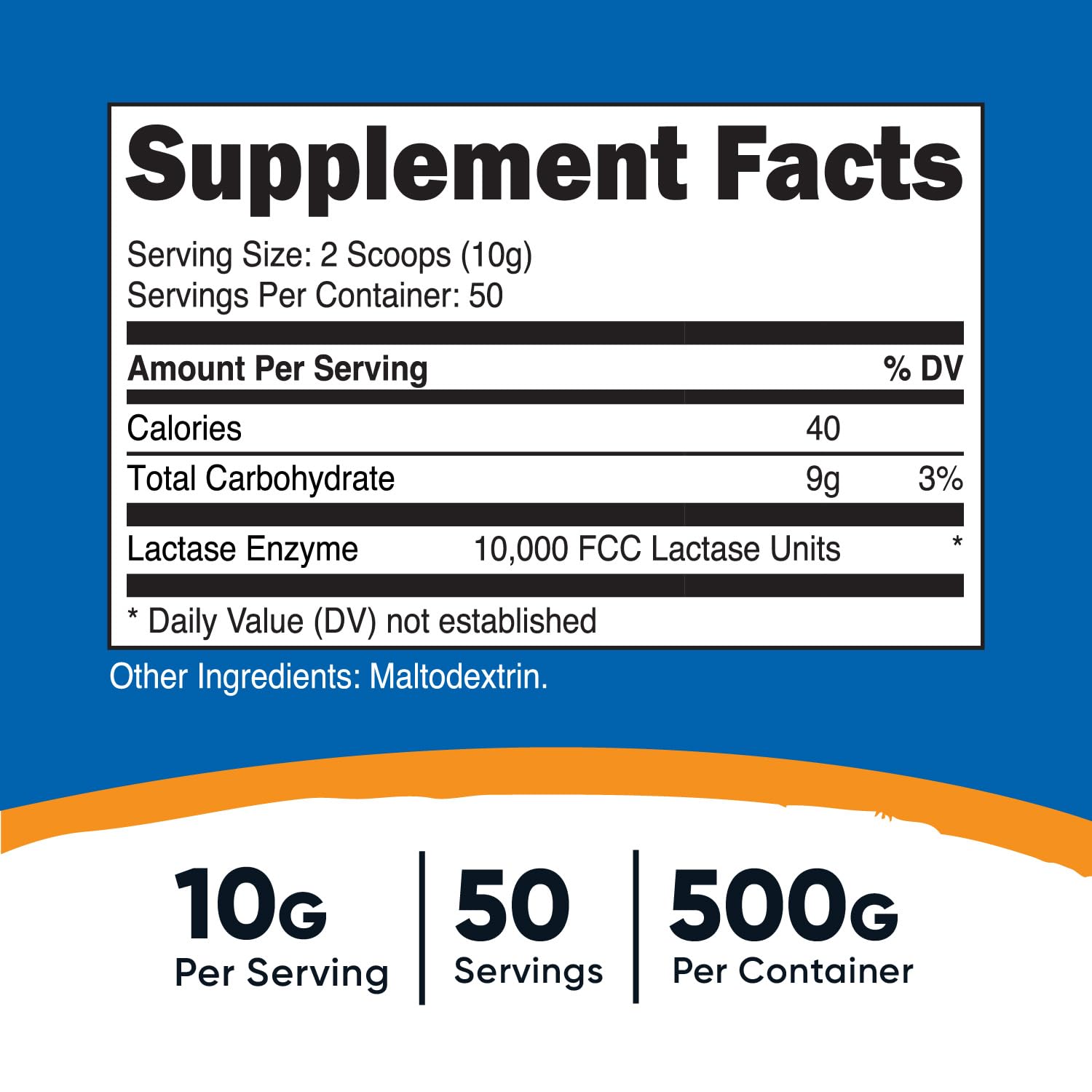 Nutricost Lactase Powder scoop measures powder for precise servings