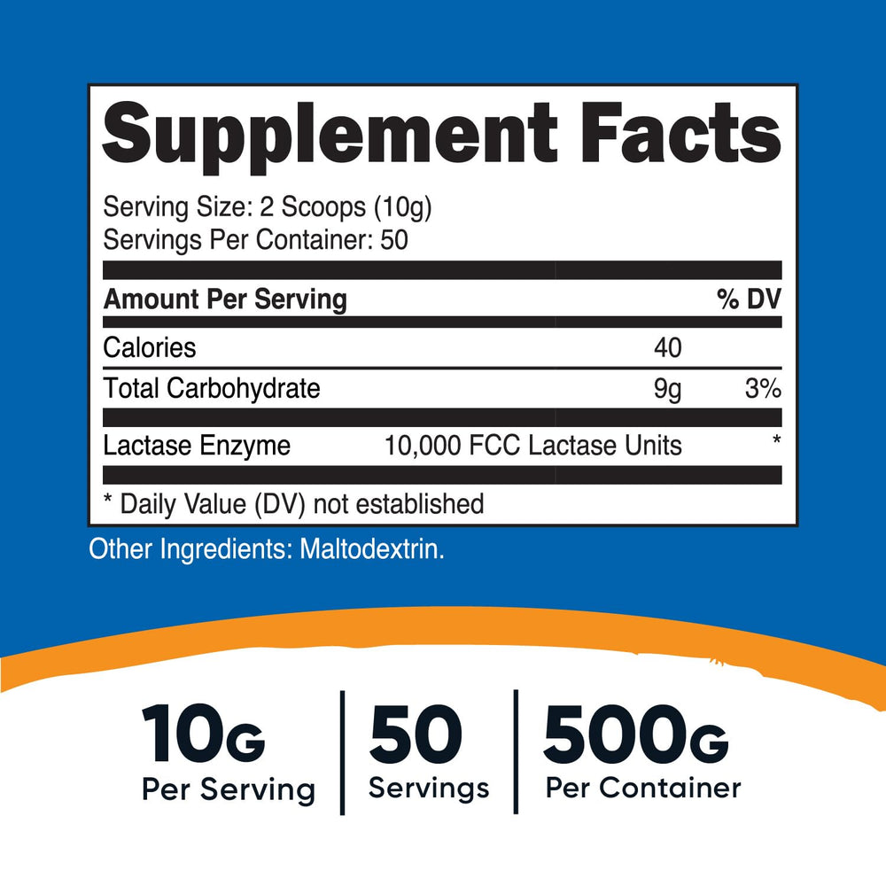 Nutricost Lactase Powder scoop measures powder for precise servings