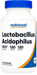 Nutricost Lactobacillus Acidophilus bottle front view for daily digestive support.
