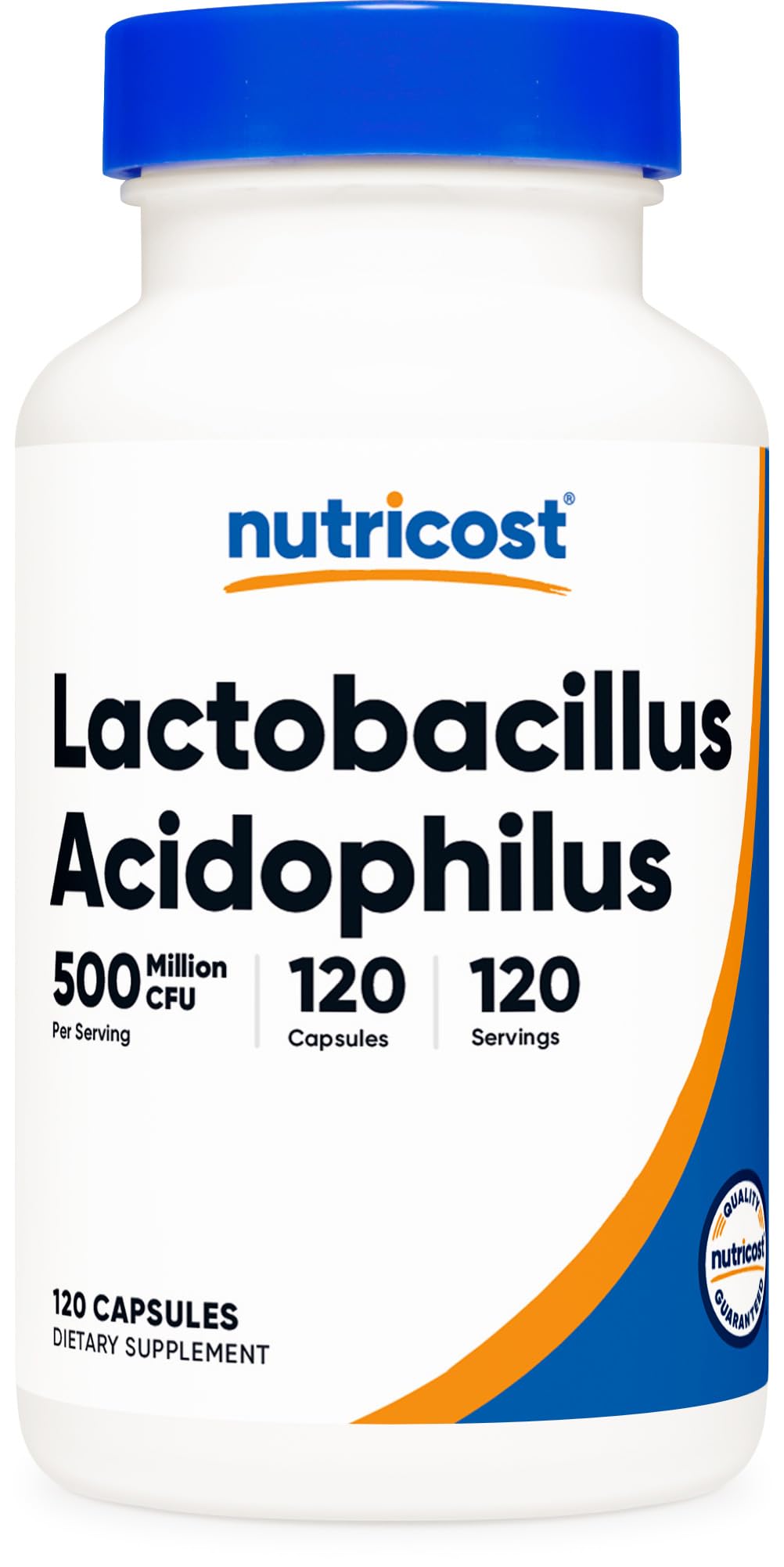 Nutricost Lactobacillus Acidophilus capsule bottle for daily gut support.
