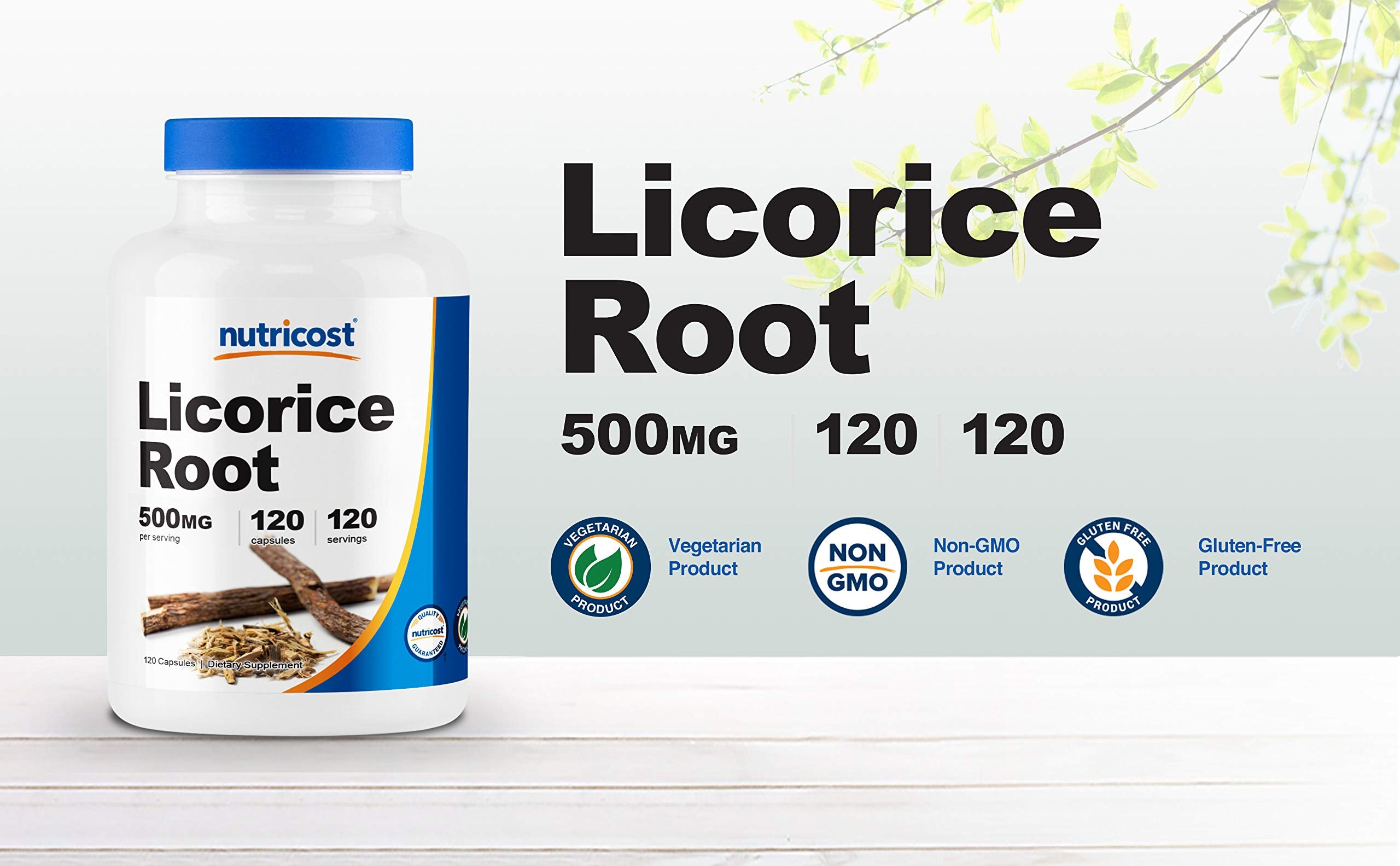 Nutricost Licorice Root 500mg bottle cap close-up showing seal