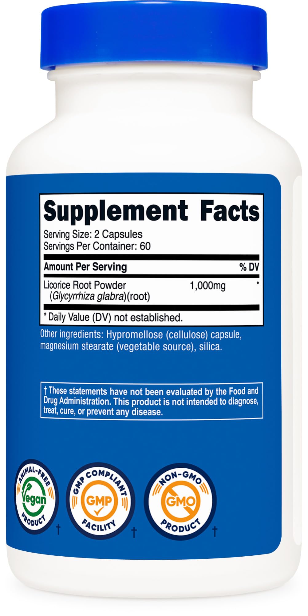 Nutricost Licorice Root 500mg GMP facility seal on packaging
