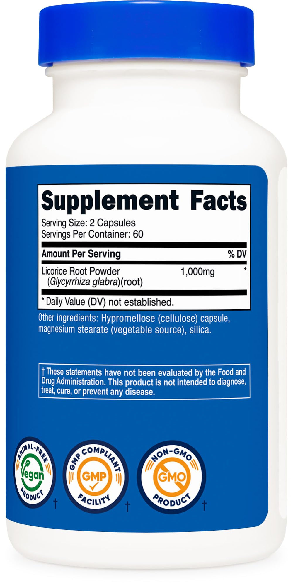 Nutricost Licorice Root 500mg GMP facility seal on packaging
