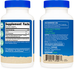 Organic certification seal on Nutricost Lion's Mane capsules packaging