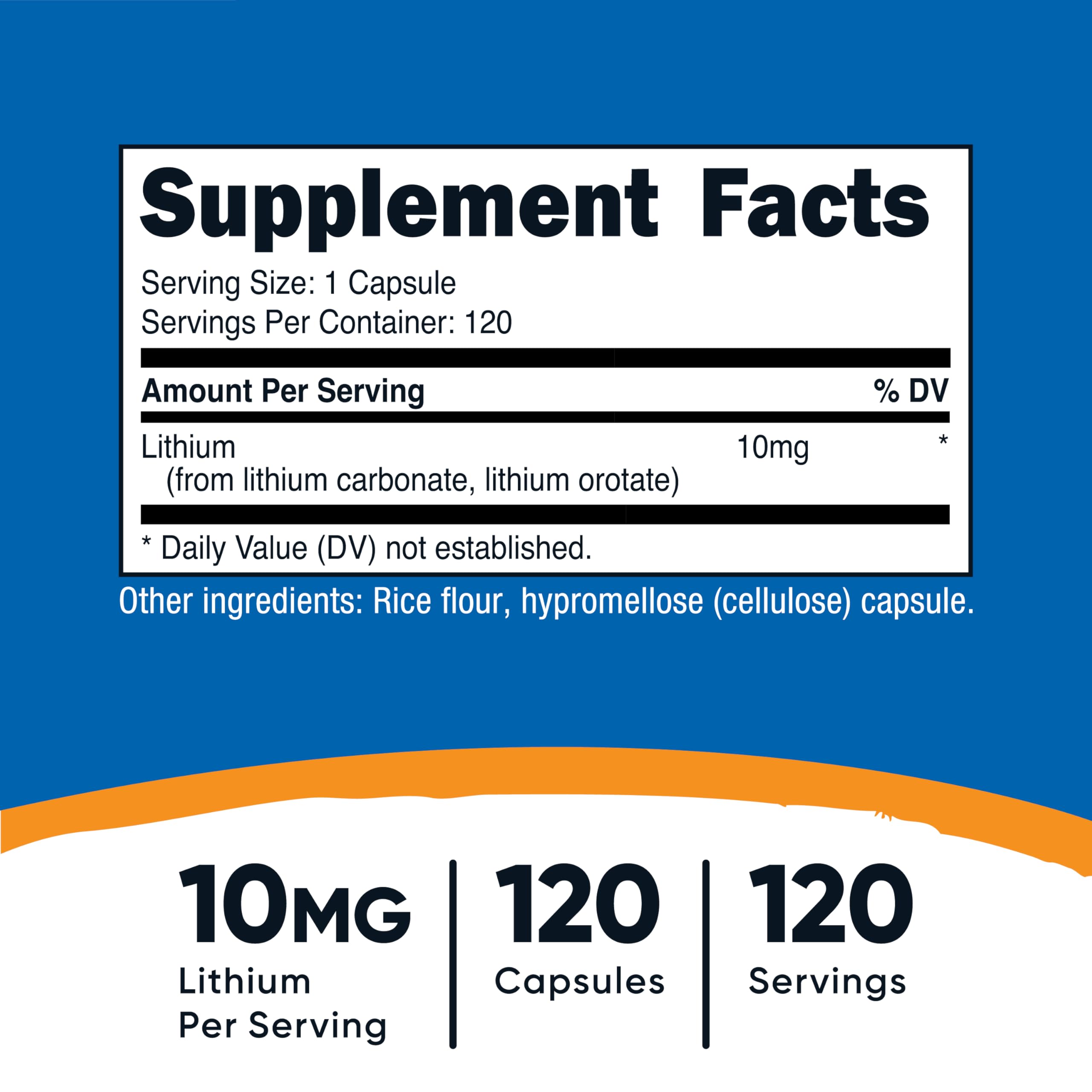 Nutricost Lithium Orotate capsules being poured for convenient daily servings