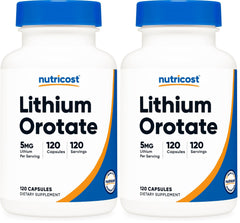 Nutricost Lithium Ootate 5mg bottle front view for daily wellness support.