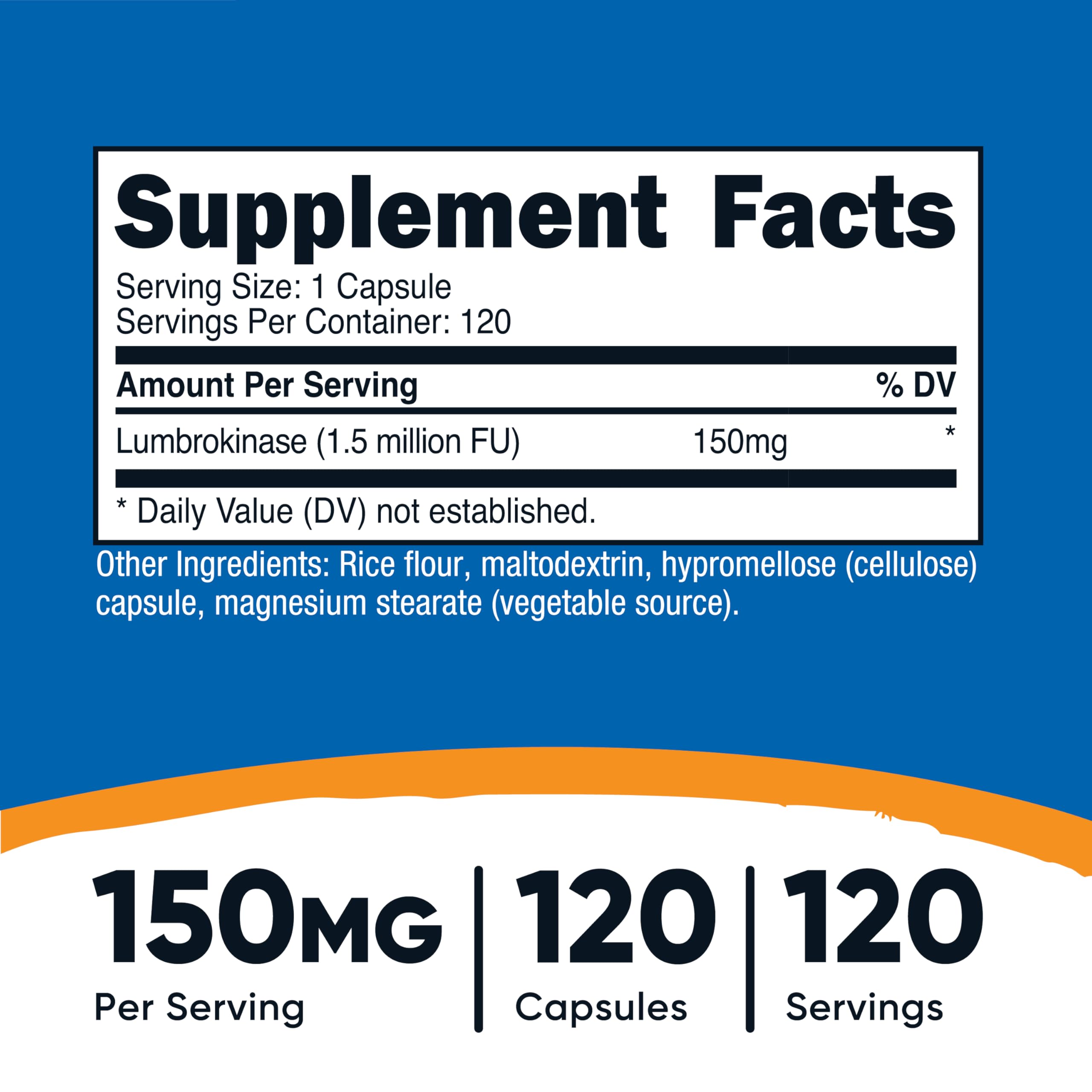 Nutricost Lumbrokinase capsules close-up highlighting compact capsules for easy daily intake.