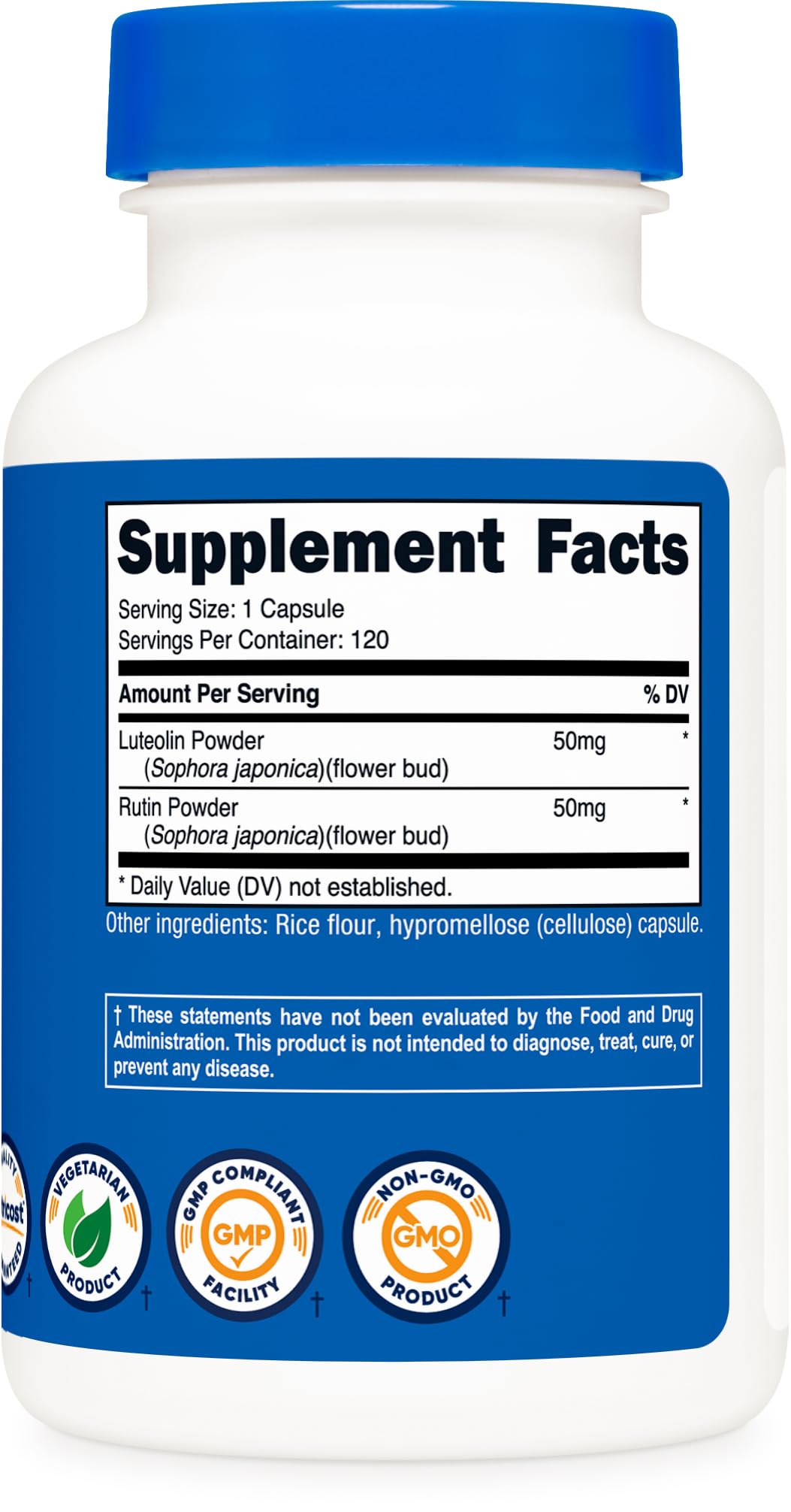 Nutricost Luteolin with Rutin Complex veggie capsules ready for daily use