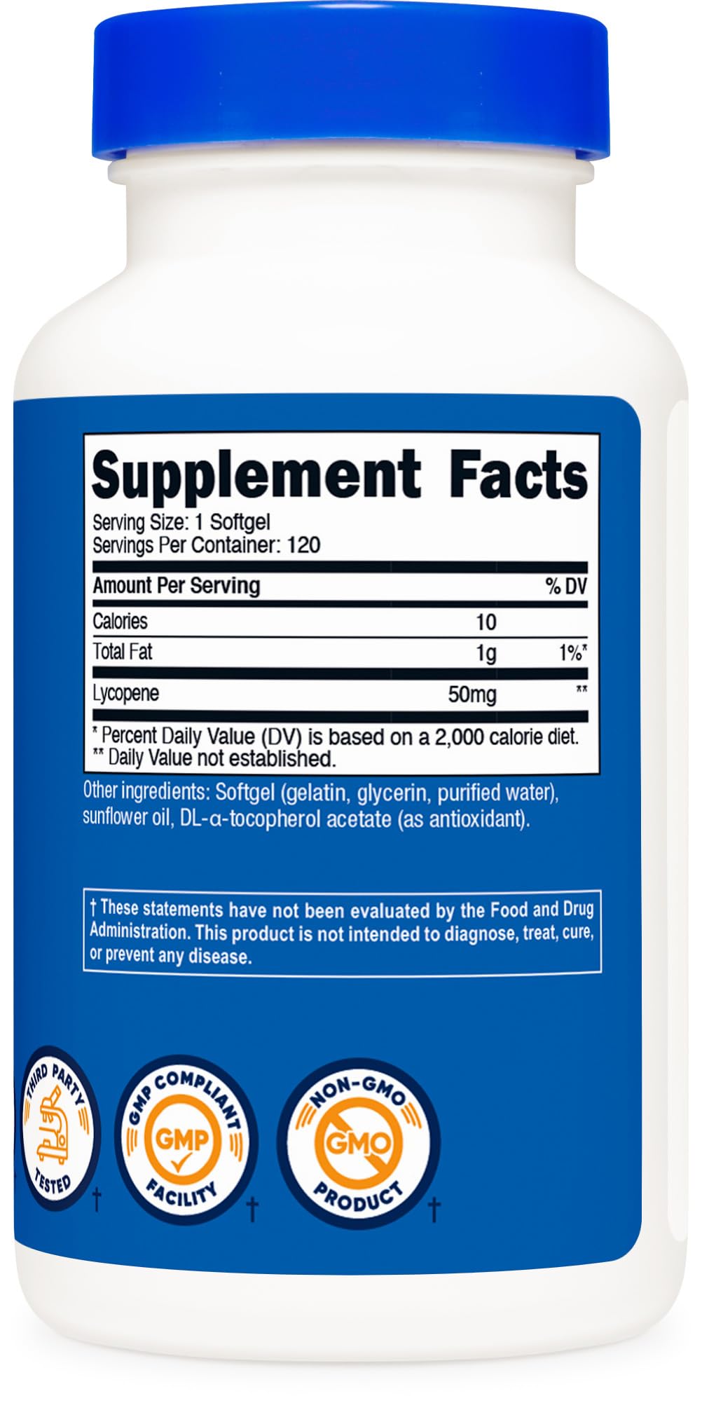 Nutricost Lycopene 50mg softgel pour illustrating simple dosing