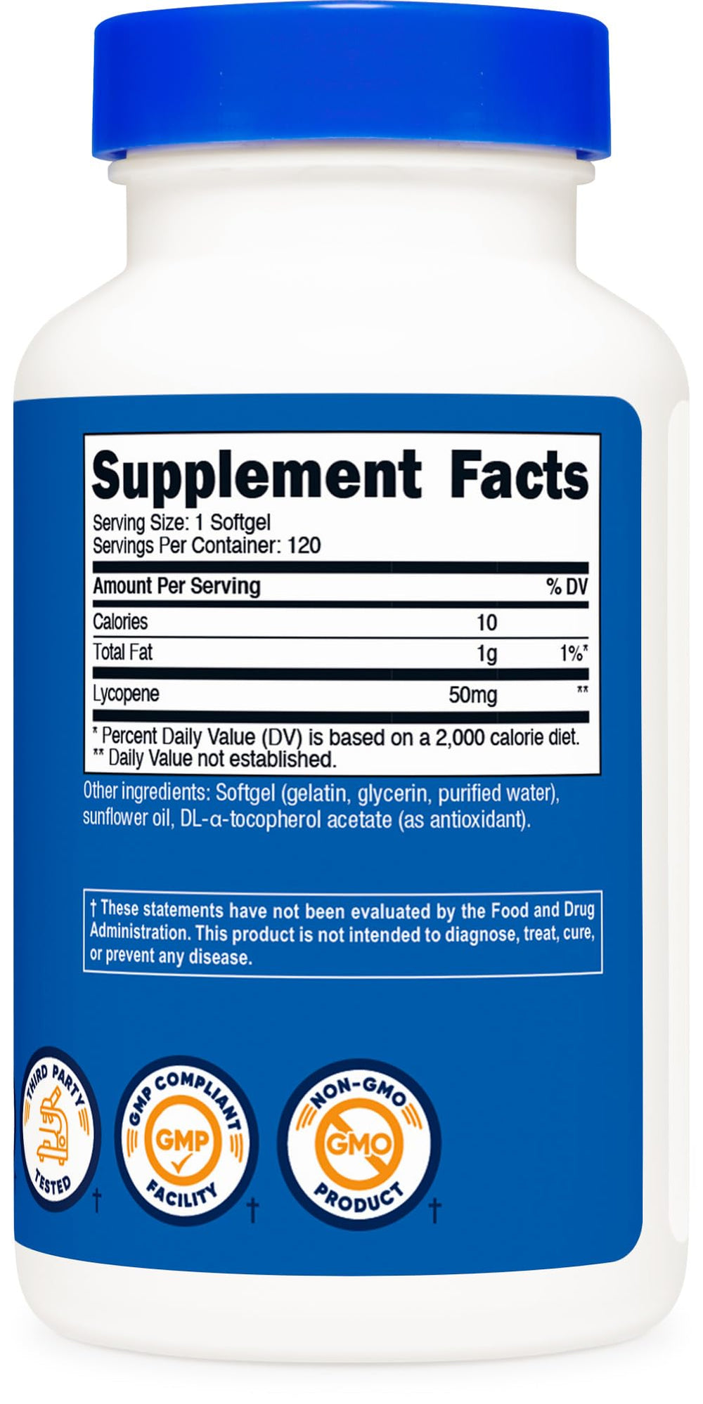 Nutricost Lycopene 50mg softgel pour illustrating simple dosing
