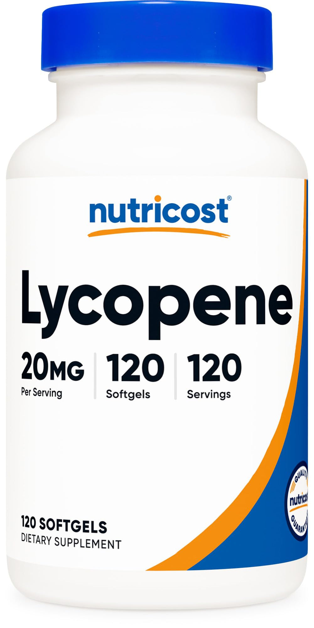 Nutricost Lycopene bottle front shows a 20 mg serving for daily use.
