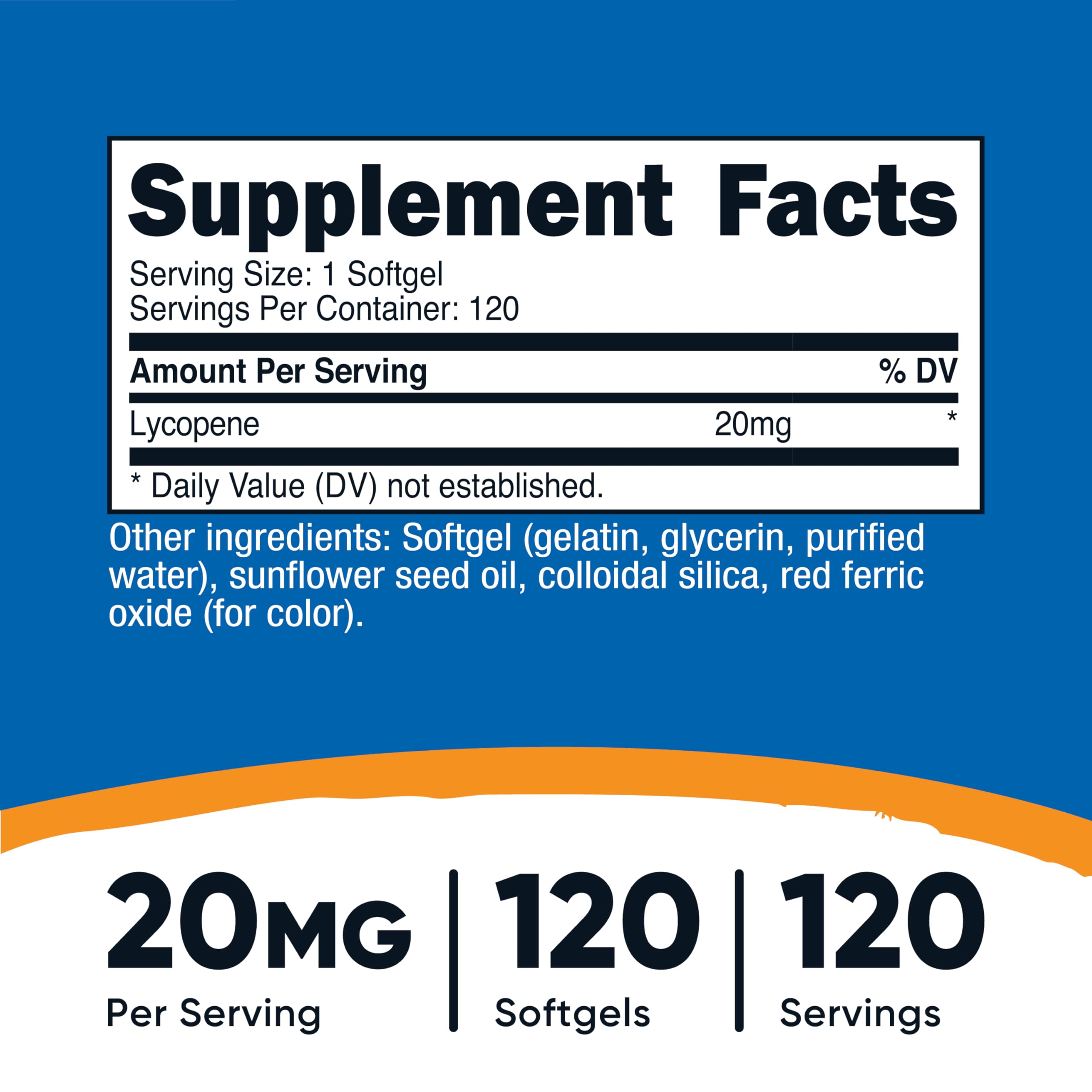Nutricost Lycopene softgel close-up, easy to swallow for daily use.