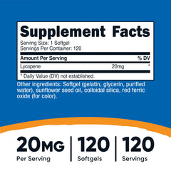 Nutricost Lycopene softgel close-up, easy to swallow for daily use.