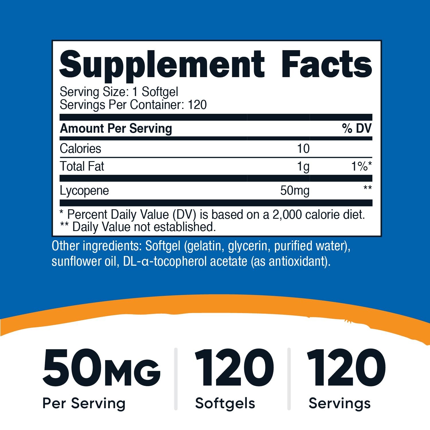 Nutricost Lycopene softgel closeup showing smooth texture for easy swallowing
