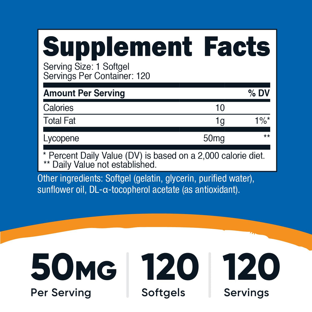 Nutricost Lycopene softgel closeup showing smooth texture for easy swallowing