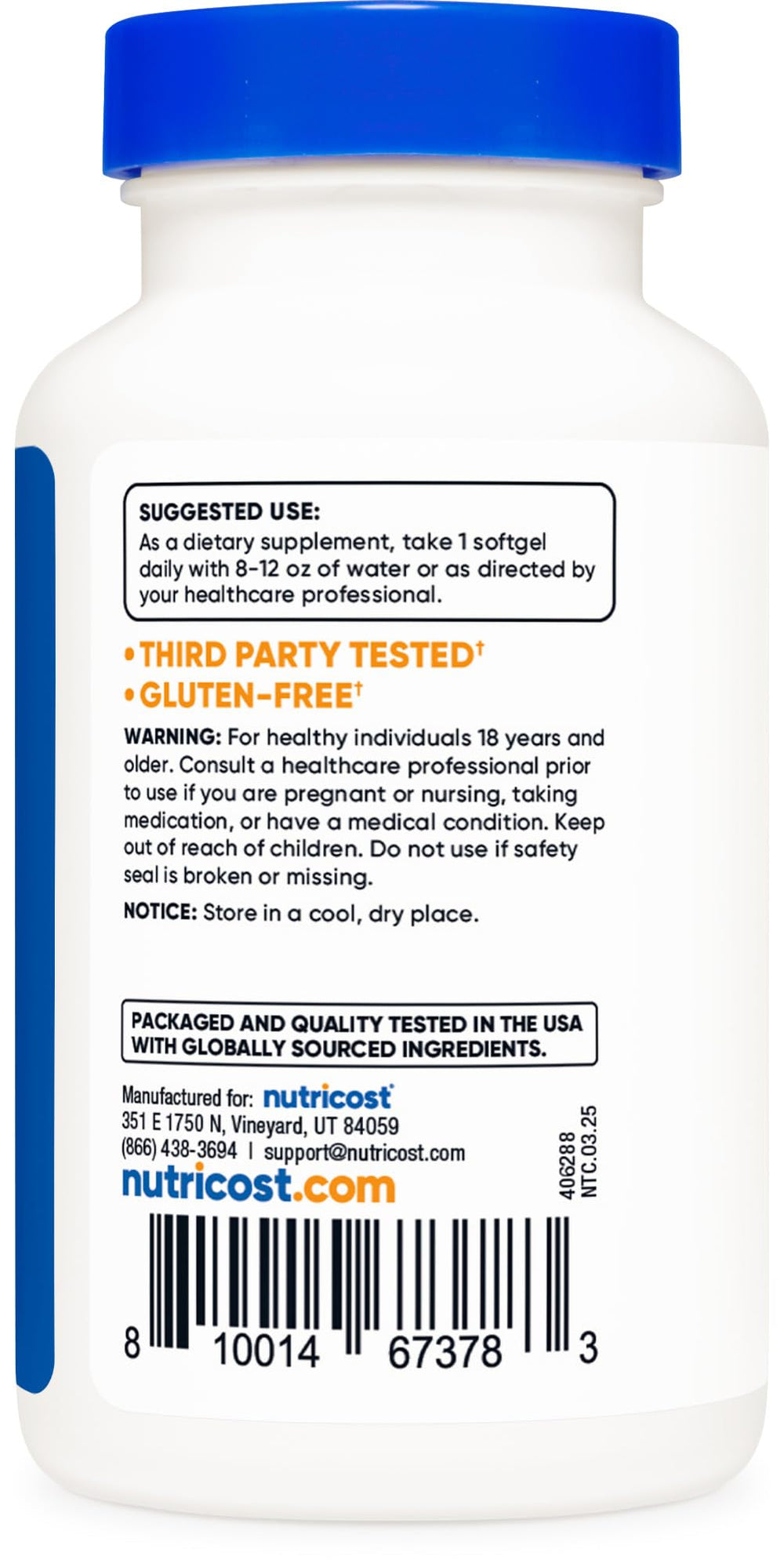 Nutricost Lycopene softgels glass bottle on shelf