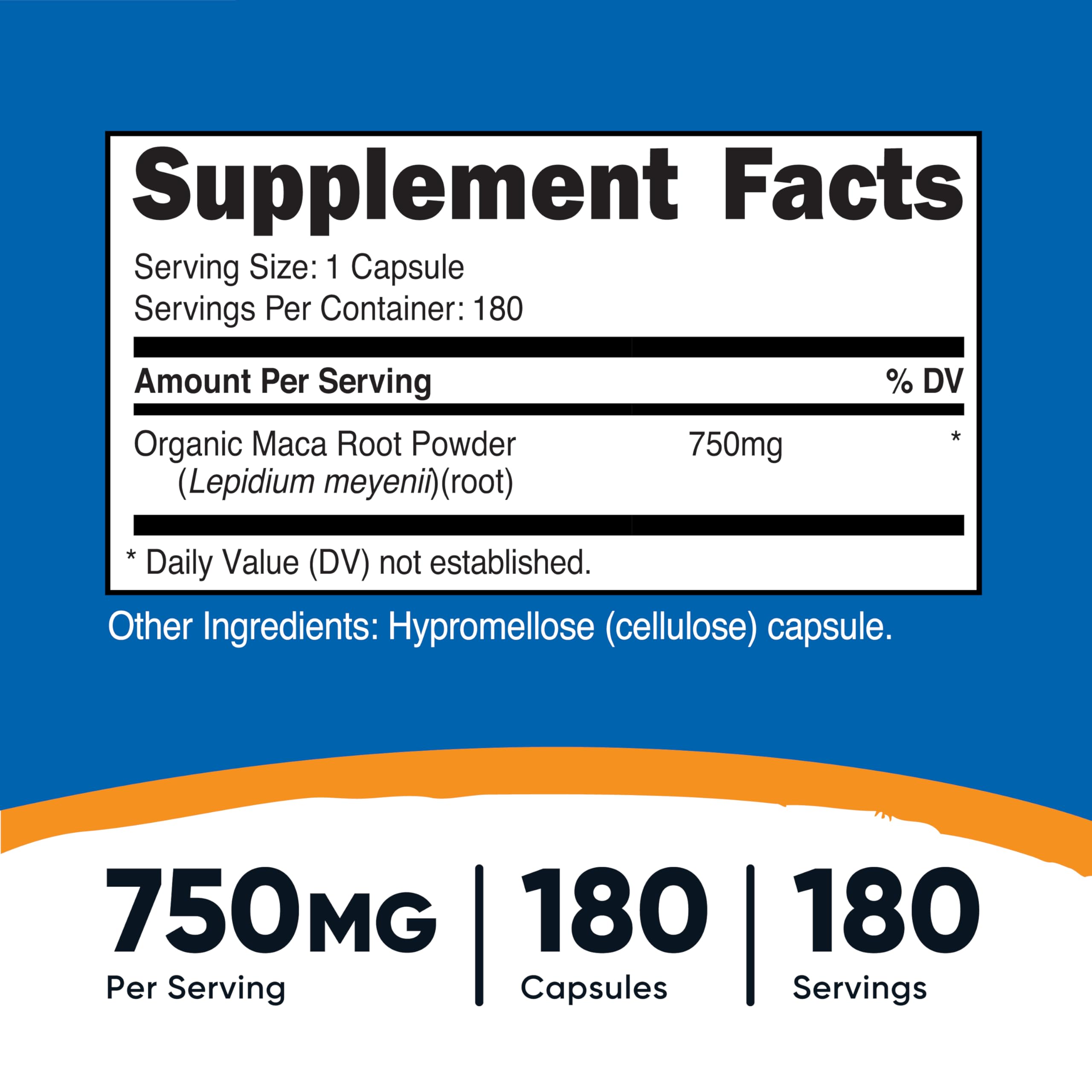 Nutricost Maca Root Capsules bottle open to reveal vegetarian capsules.