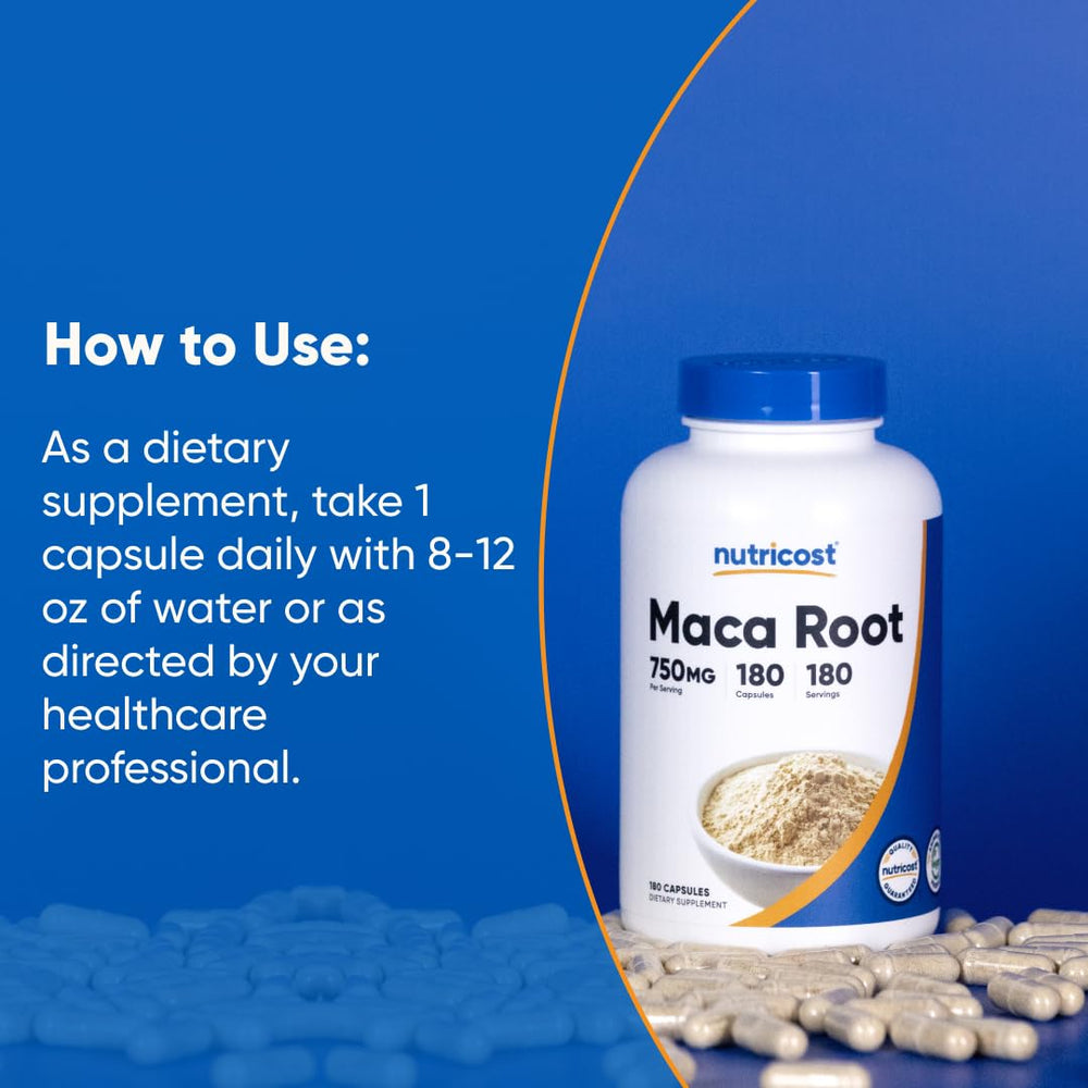 Nutricost Maca Root Capsules NSF GMP FDA logo—quality manufacturing