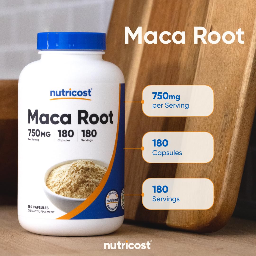 Nutricost Maca Root Capsules Peruvian-origin imagery for trusted sourcing