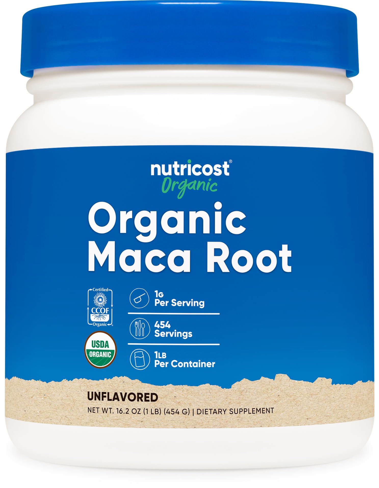 Nutricost Maca Root Powder bottle shows clean packaging for daily use.