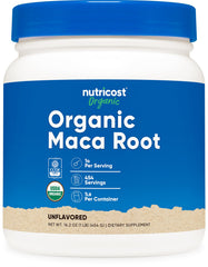 Nutricost Maca Root Powder bottle shows clean packaging for daily use.