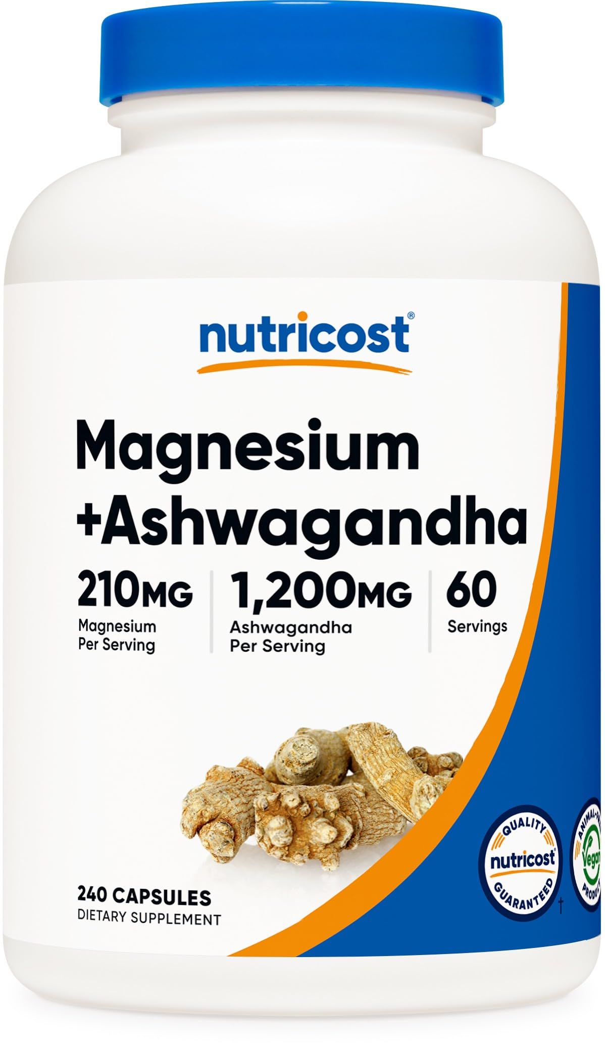 Nutricost Magnesium and Ashwagandha bottle for daily wellness support.