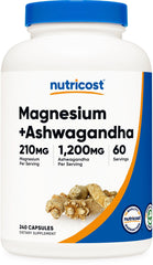 Nutricost Magnesium and Ashwagandha bottle for daily wellness support.