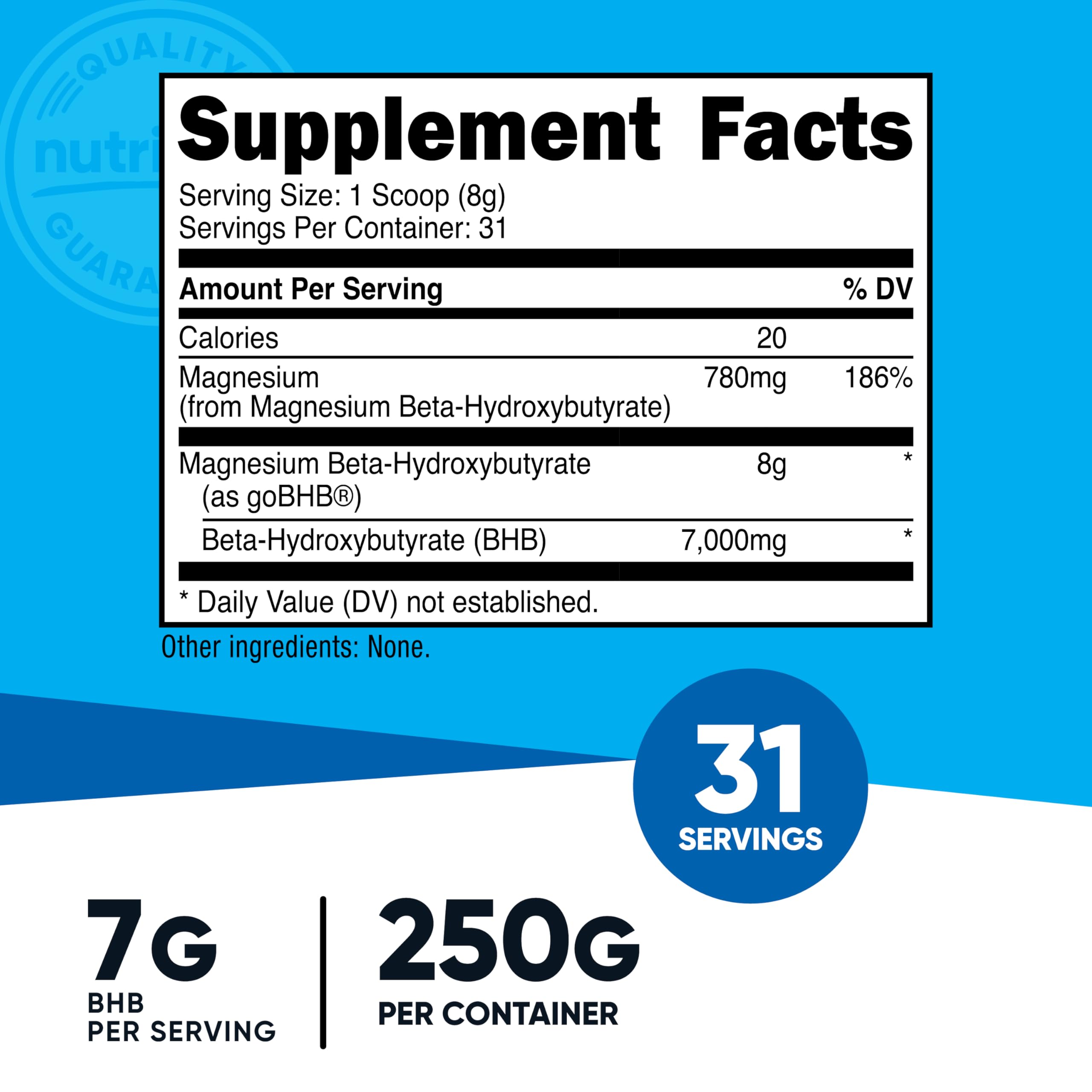 Nutricost Magnesium BHB Salts unflavored powder for versatile keto mixing