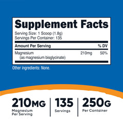 Nutricost Magnesium Bisglycinate Powder with scoop for convenient serving