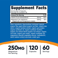 Nutricost magnesium capsules close-up highlighting the capsules for gentle digestion.