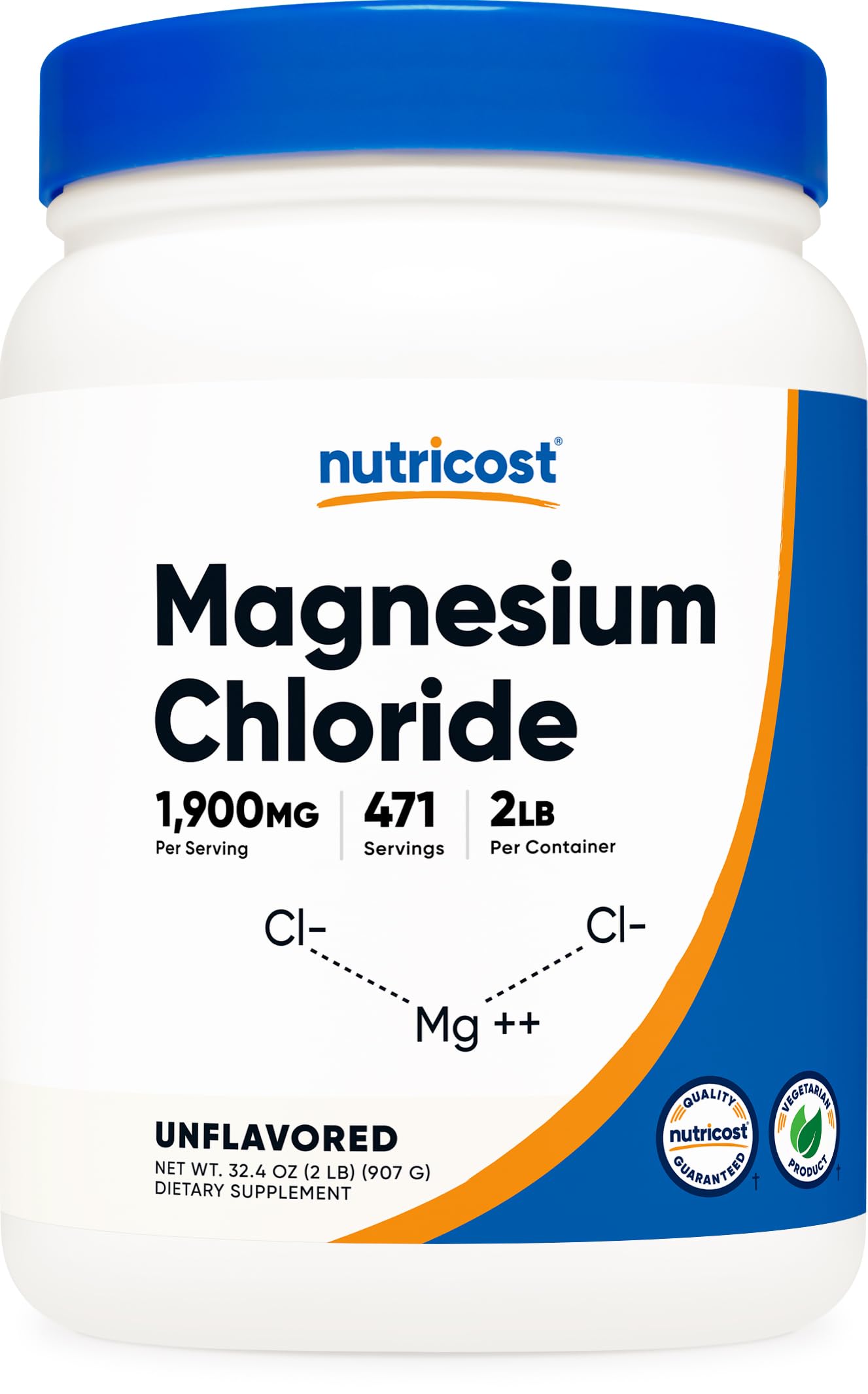Nutricost Magnesium Chloride 2lb container for convenient daily supplementation.