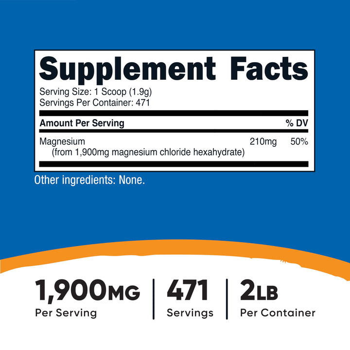 Nutricost Magnesium Chloride packaging highlighting vegetarian-friendly formulation.